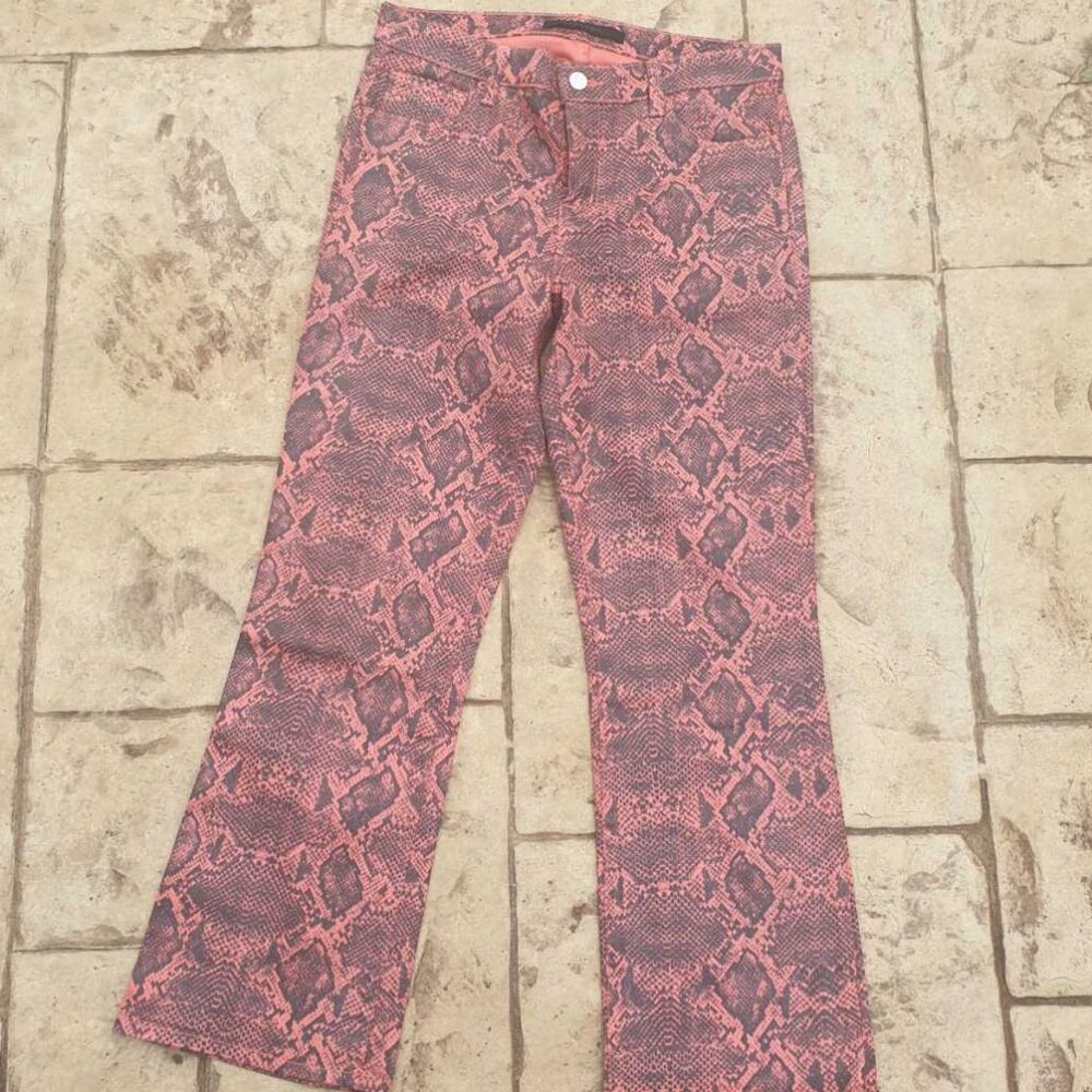 J Brand Women Boot Cut Snake Skin Pink Jeans Fashion Classic Wear Size 28
